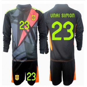 Fotbalové Dres Španělsko Unai Simon #23 Brankářské Dětské Venkovní Oblečení ME 2024 Dlouhý Rukáv (+ trenýrky)